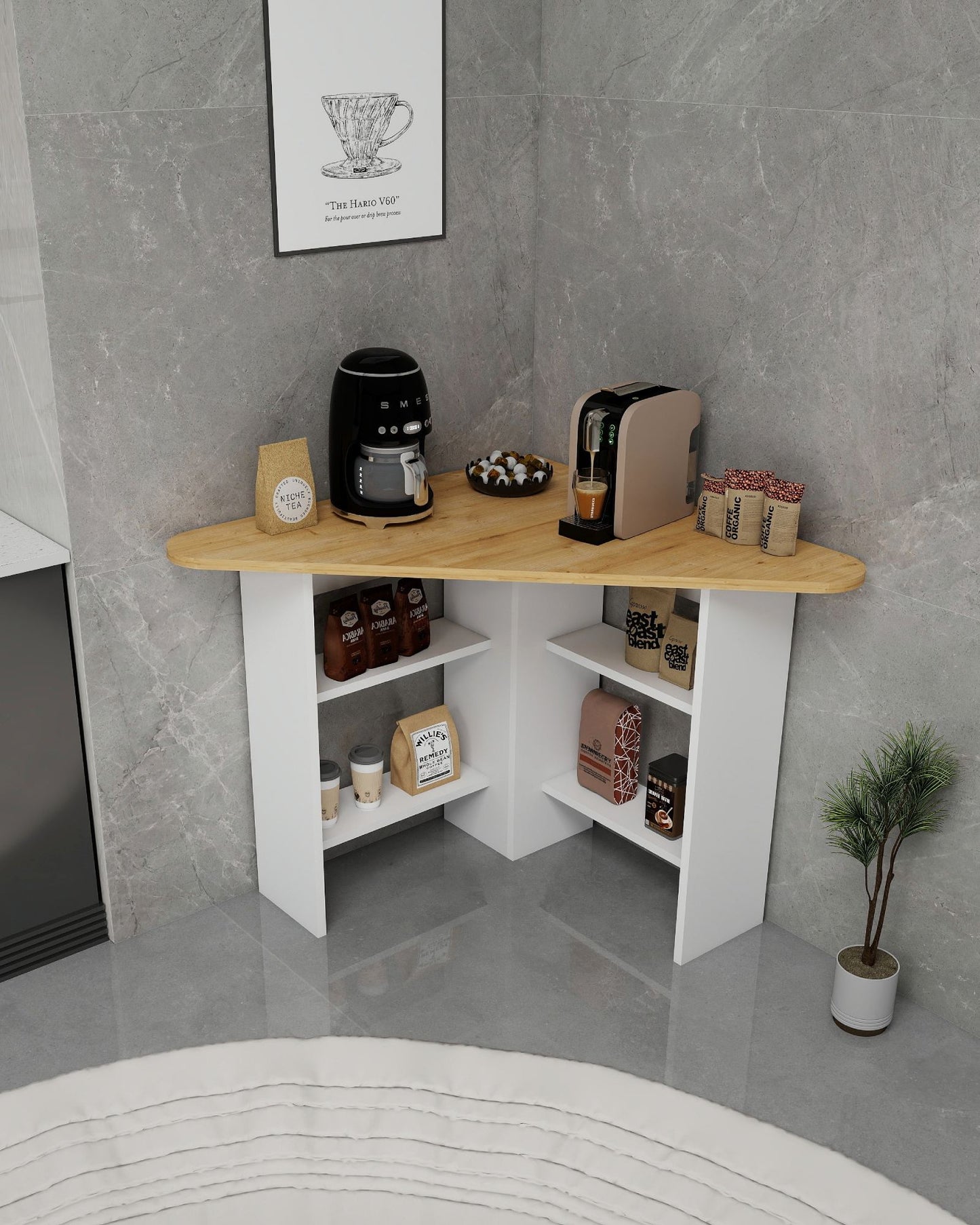 Τραπέζι Κουζίνας Νησίδα Sapphire Oak Λευκό 80x74x80 εκ 550ARN3602