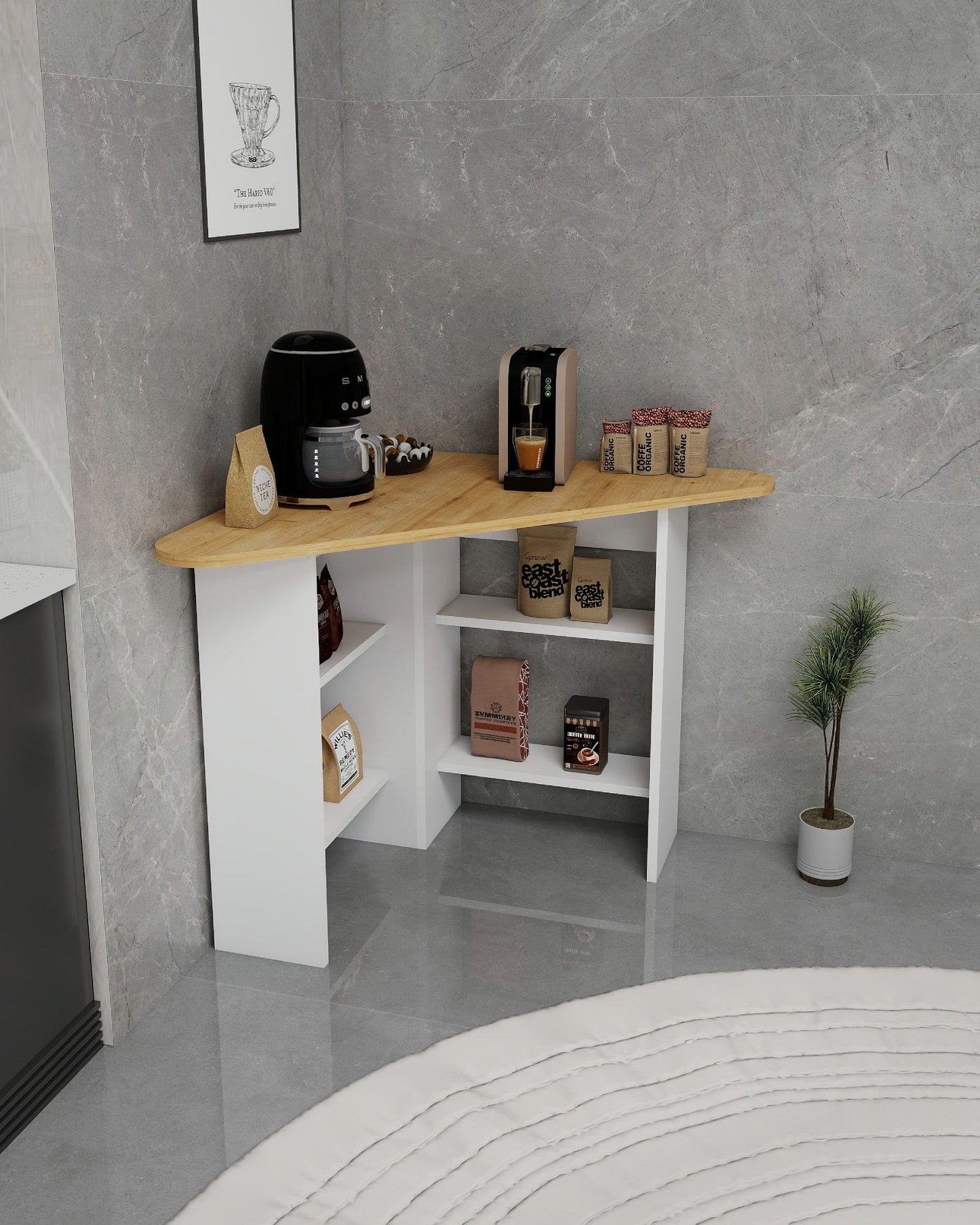 Τραπέζι Κουζίνας Νησίδα Sapphire Oak Λευκό 80x74x80 εκ 550ARN3602