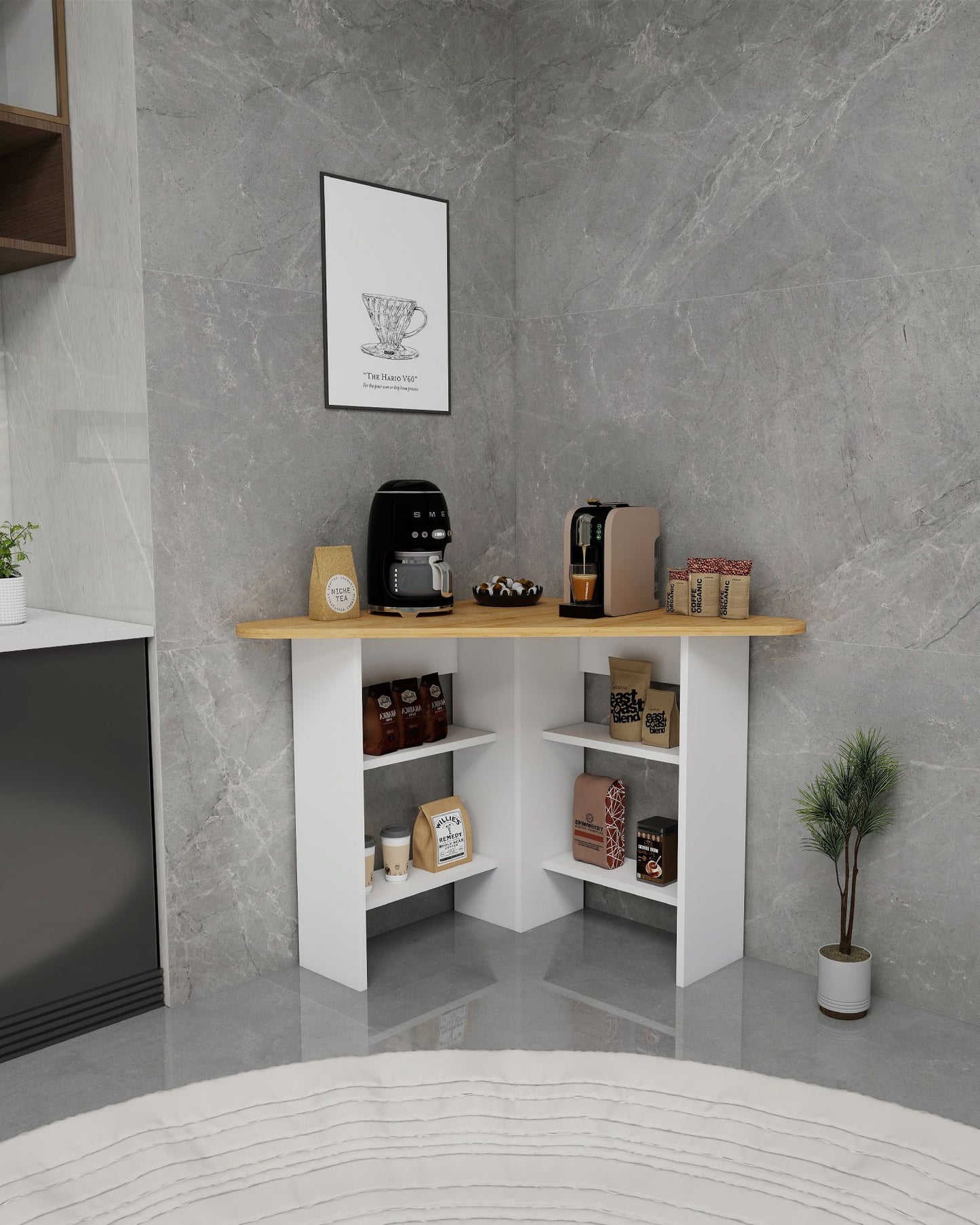Τραπέζι Κουζίνας Νησίδα Sapphire Oak Λευκό 80x74x80 εκ 550ARN3602