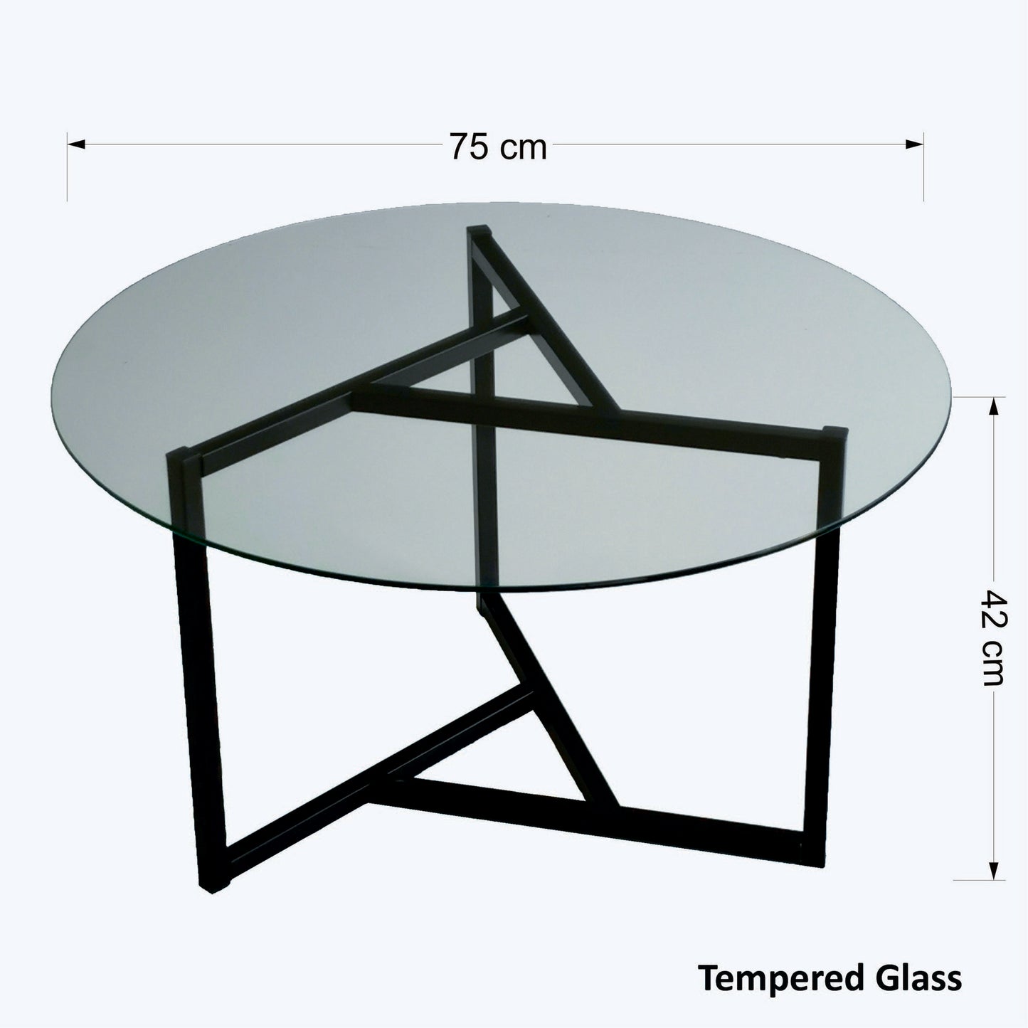 Τραπεζάκι Σαλονιού Διάφανο - Μαύρο 75 x 75 x 42 εκ GR552NOS1411