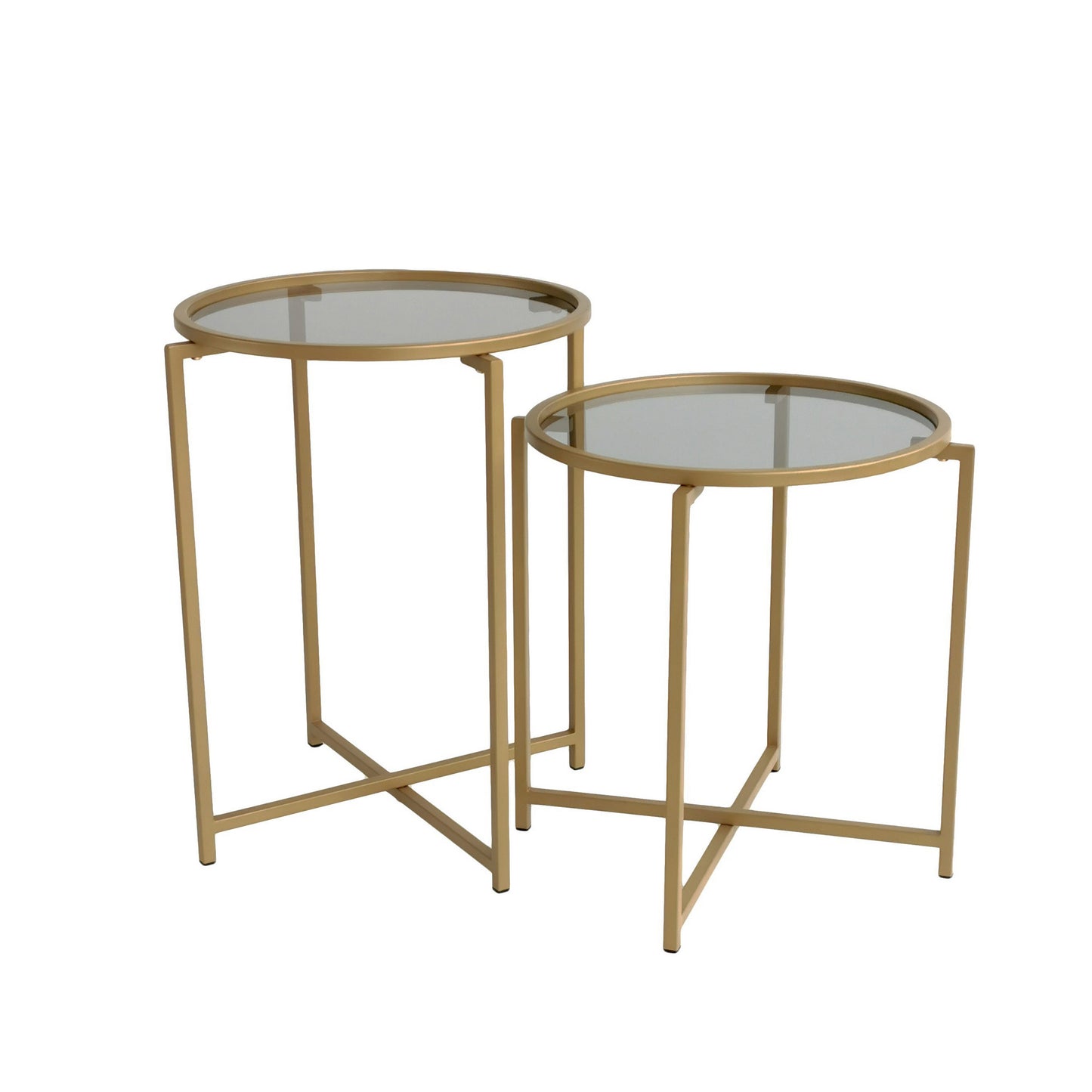 Τραπεζάκι Σαλονιού Set Χρυσό - Καπνιστό 50 x 50 x 50 εκ GR552NOS1421