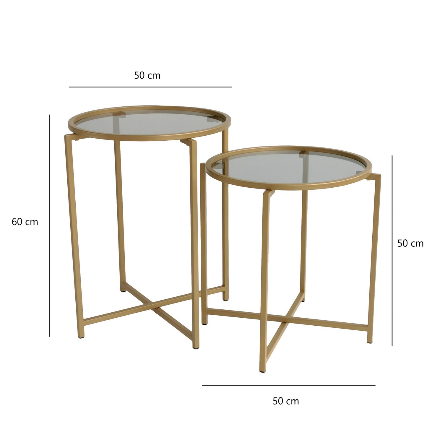 Τραπεζάκι Σαλονιού Set Χρυσό - Καπνιστό 50 x 50 x 50 εκ GR552NOS1421