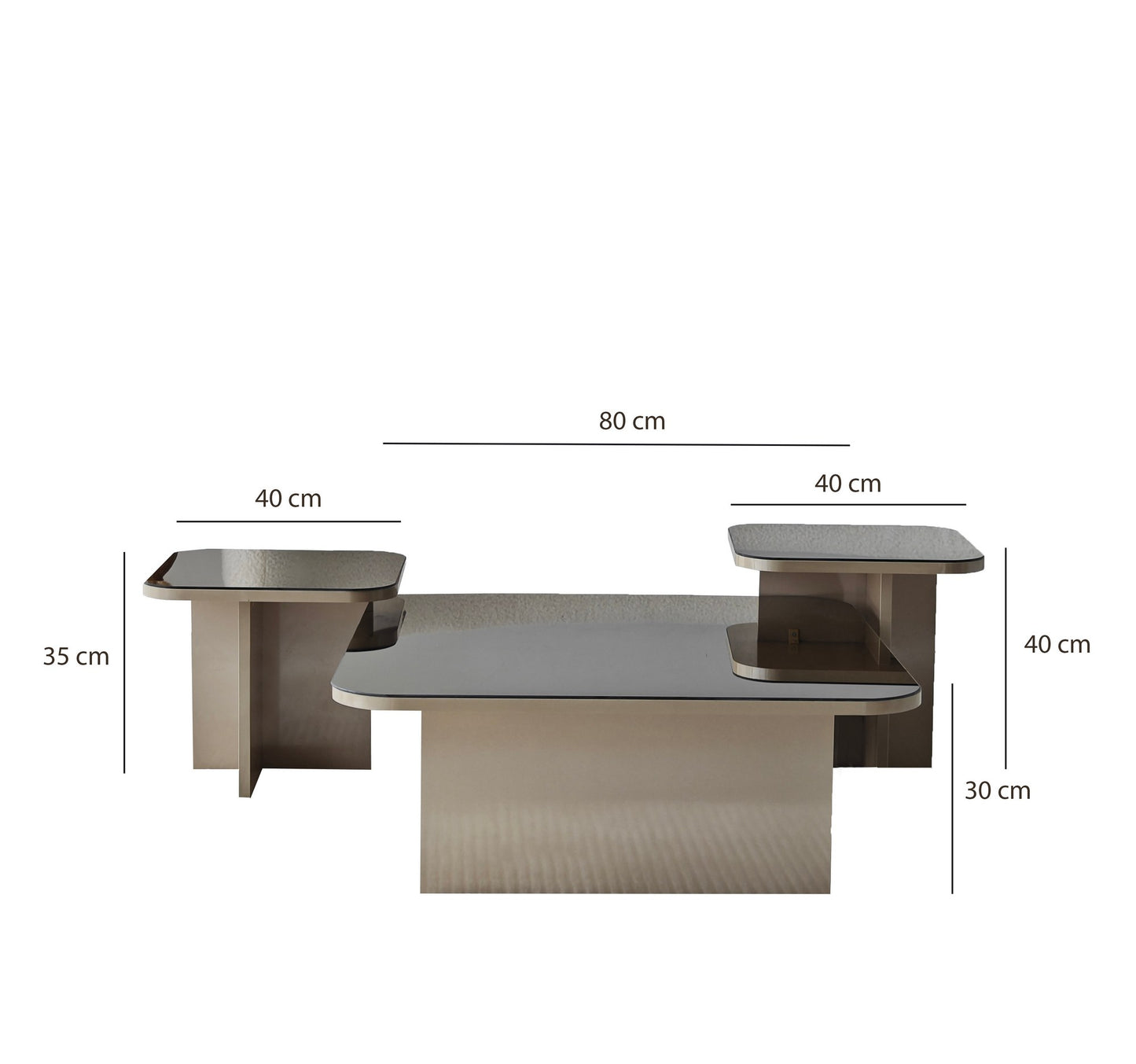 Τραπεζάκι Σαλονιού Set Μπεζ - Μπρονζέ 80 x 80 x 30 εκ GR552NOS1478