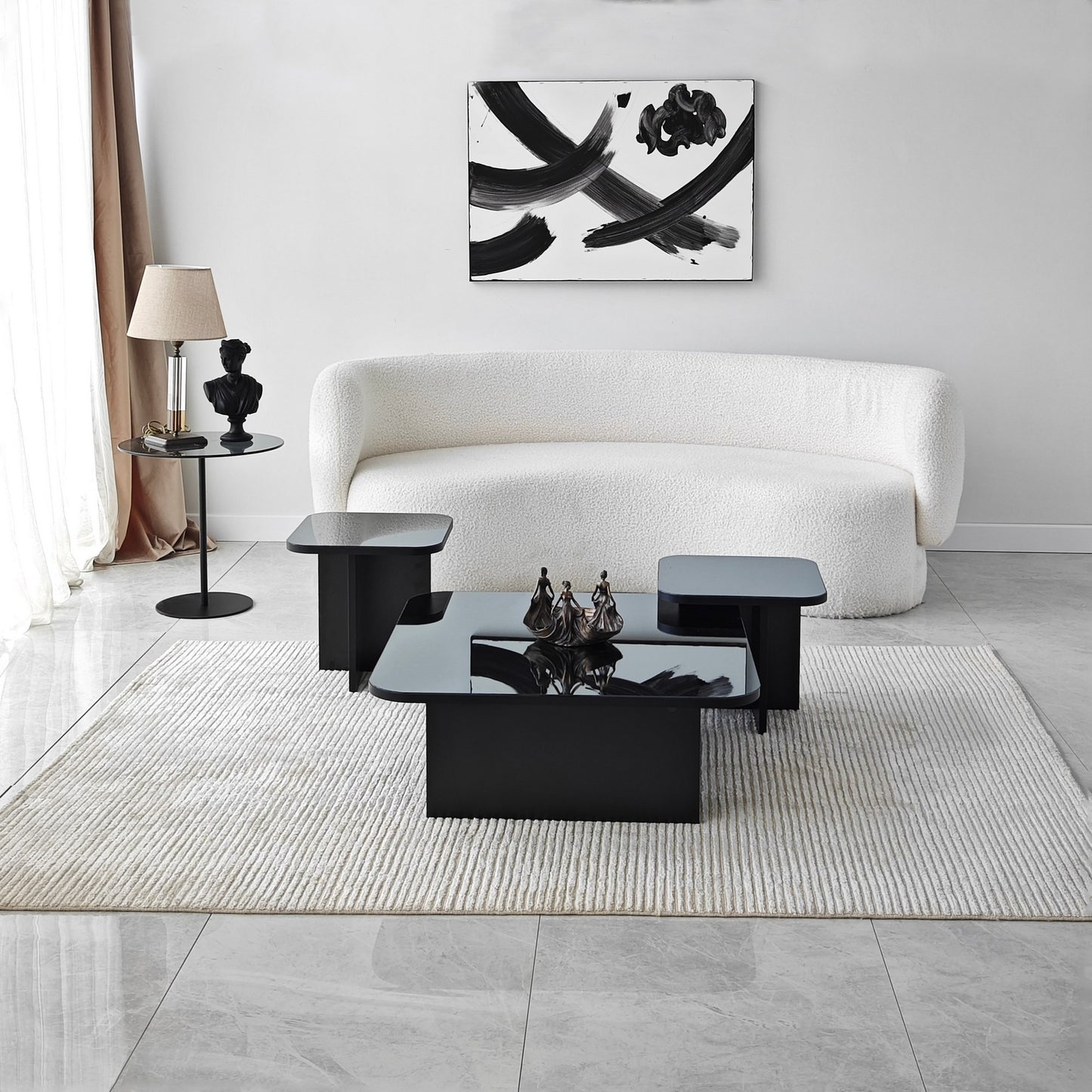 Τραπεζάκι Σαλονιού Set Μαύρο - Καπνιστό 80 x 80 x 30 εκ GR552NOS1479