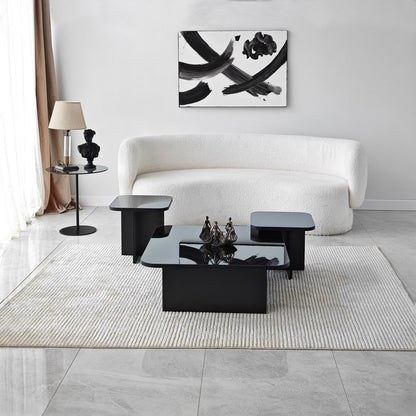 Τραπεζάκι Σαλονιού Set Μαύρο - Καπνιστό 80 x 80 x 30 εκ GR552NOS1479