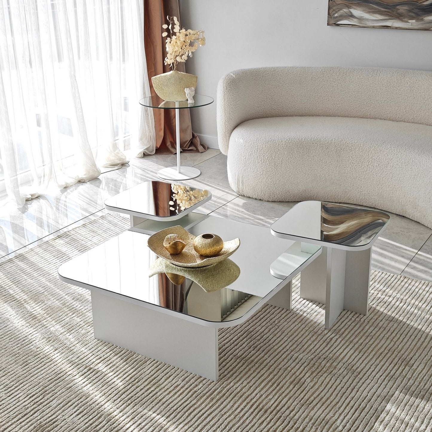 Τραπεζάκι Σαλονιού Set Λευκό 80 x 80 x 30 εκ GR552NOS1480