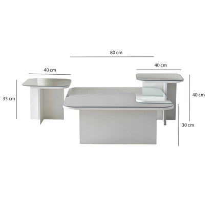 Τραπεζάκι Σαλονιού Set Λευκό 80 x 80 x 30 εκ GR552NOS1480