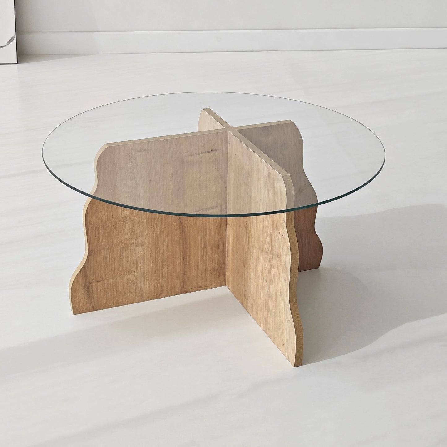 Τραπεζάκι Σαλονιού Δρυς Sapphire - Διάφανο 75 x 75 x 40 εκ GR552NOS1484