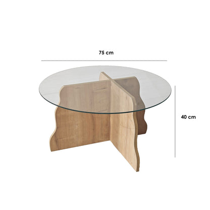 Τραπεζάκι Σαλονιού Δρυς Sapphire - Διάφανο 75 x 75 x 40 εκ GR552NOS1484