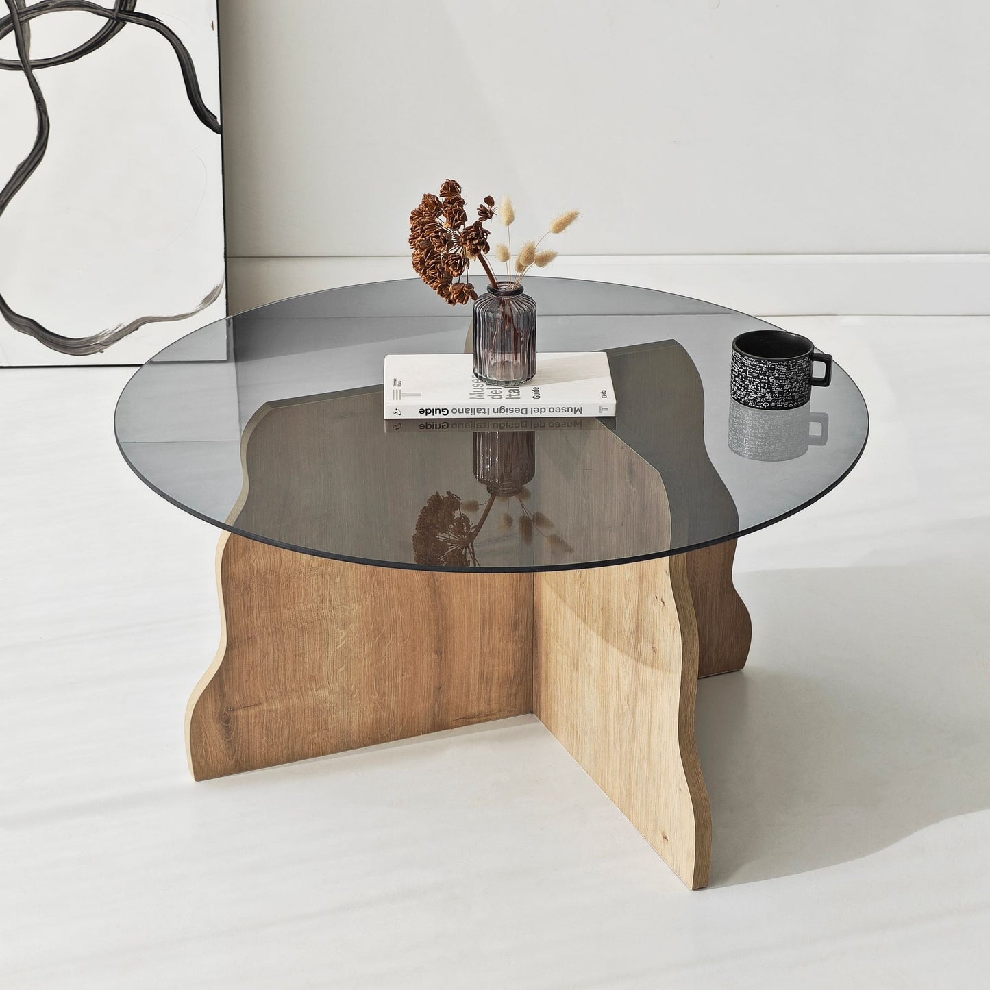 Τραπεζάκι Σαλονιού Δρυς Sapphire - Καπνιστό 75 x 75 x 40 εκ GR552NOS1485