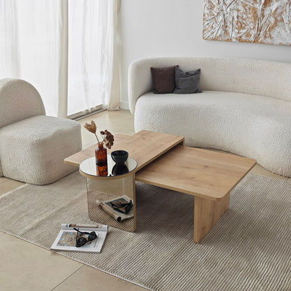 Τραπεζάκι Σαλονιού Set Μπρονζέ - Saphhire Δρυς 105 x 60 x 35 εκ GR552NOS1486