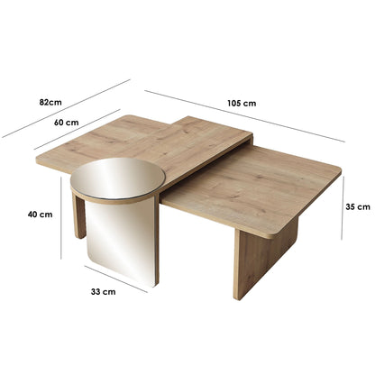 Τραπεζάκι Σαλονιού Set Μπρονζέ - Saphhire Δρυς 105 x 60 x 35 εκ GR552NOS1486