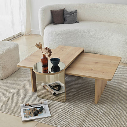 Τραπεζάκι Σαλονιού Set Μπρονζέ - Saphhire Δρυς 105 x 60 x 35 εκ GR552NOS1486