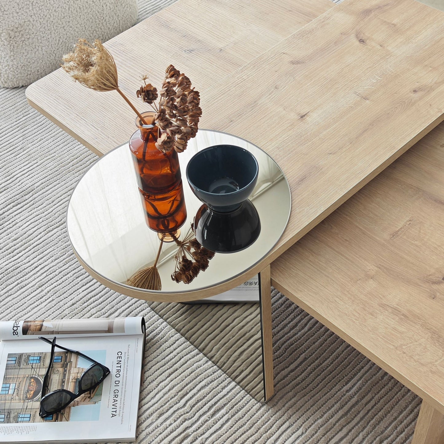 Τραπεζάκι Σαλονιού Set Μπρονζέ - Saphhire Δρυς 105 x 60 x 35 εκ GR552NOS1486