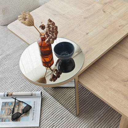 Τραπεζάκι Σαλονιού Set Μπρονζέ - Saphhire Δρυς 105 x 60 x 35 εκ GR552NOS1486