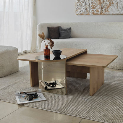 Τραπεζάκι Σαλονιού Set Μπρονζέ - Saphhire Δρυς 105 x 60 x 35 εκ GR552NOS1486