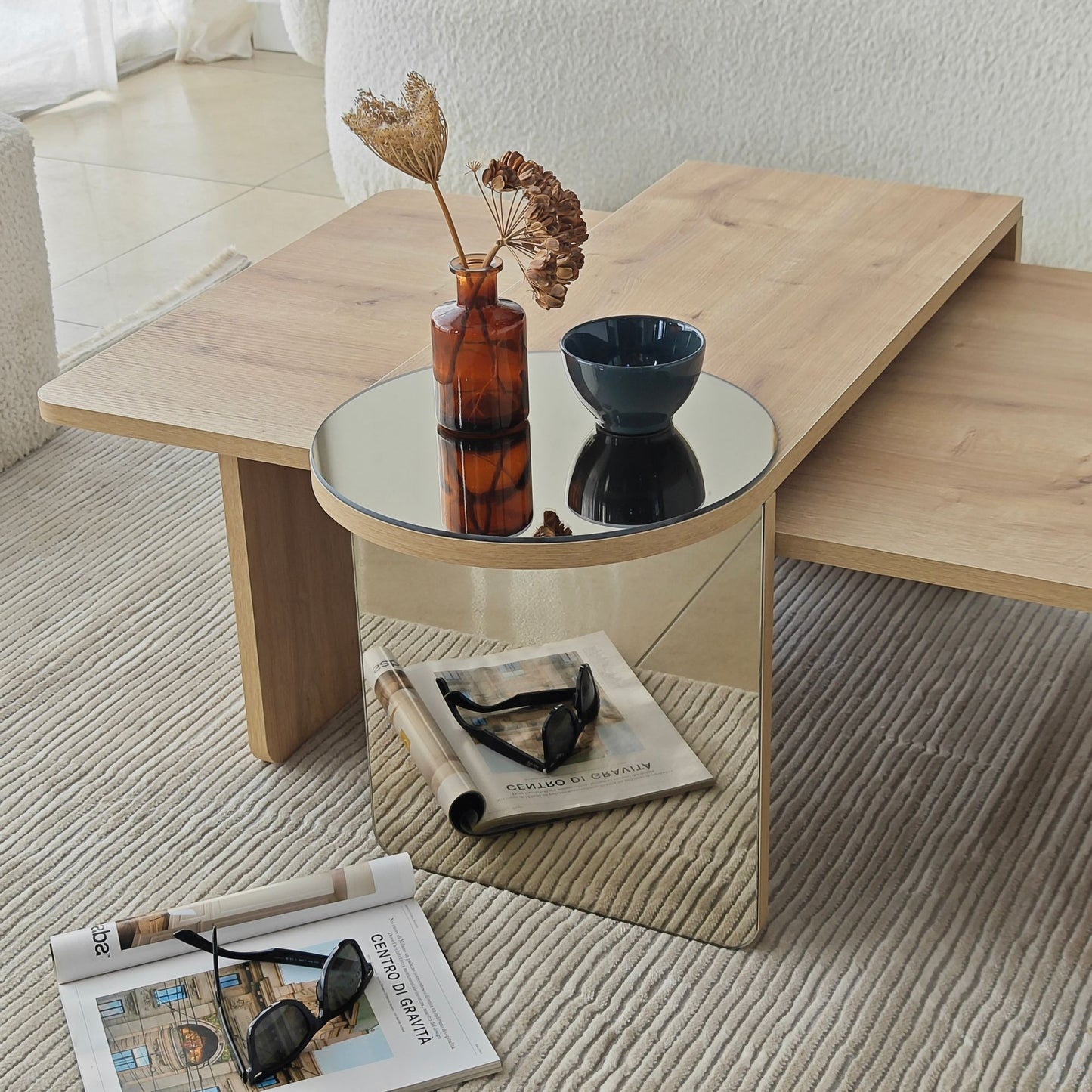 Τραπεζάκι Σαλονιού Set Μπρονζέ - Saphhire Δρυς 105 x 60 x 35 εκ GR552NOS1486