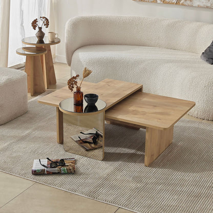 Τραπεζάκι Σαλονιού Set Μπρονζέ - Saphhire Δρυς 105 x 60 x 35 εκ GR552NOS1487