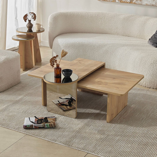 Τραπεζάκι Σαλονιού Set Μπρονζέ - Saphhire Δρυς 105 x 60 x 35 εκ GR552NOS1487