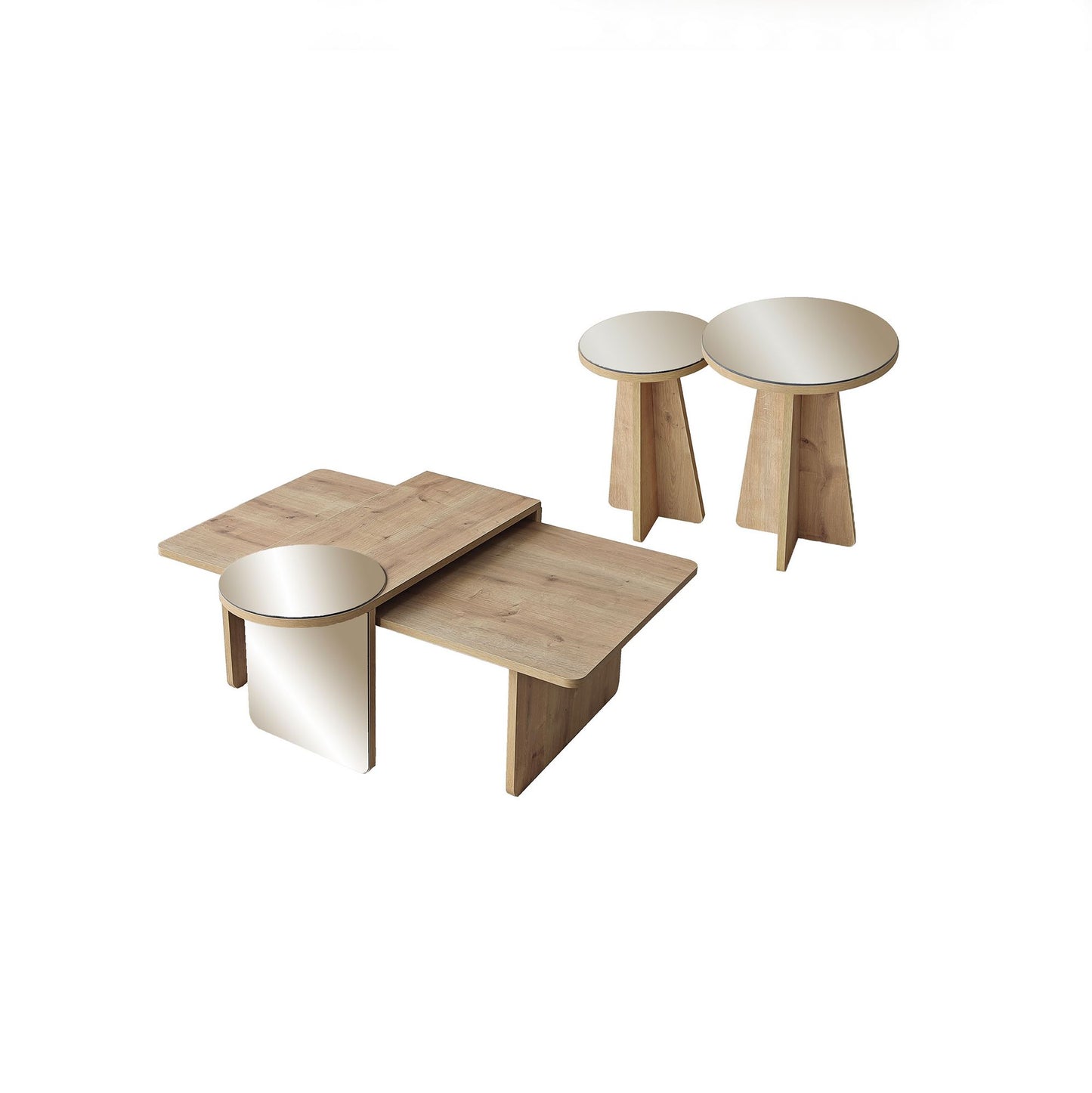 Τραπεζάκι Σαλονιού Set Μπρονζέ - Saphhire Δρυς 105 x 60 x 35 εκ GR552NOS1487