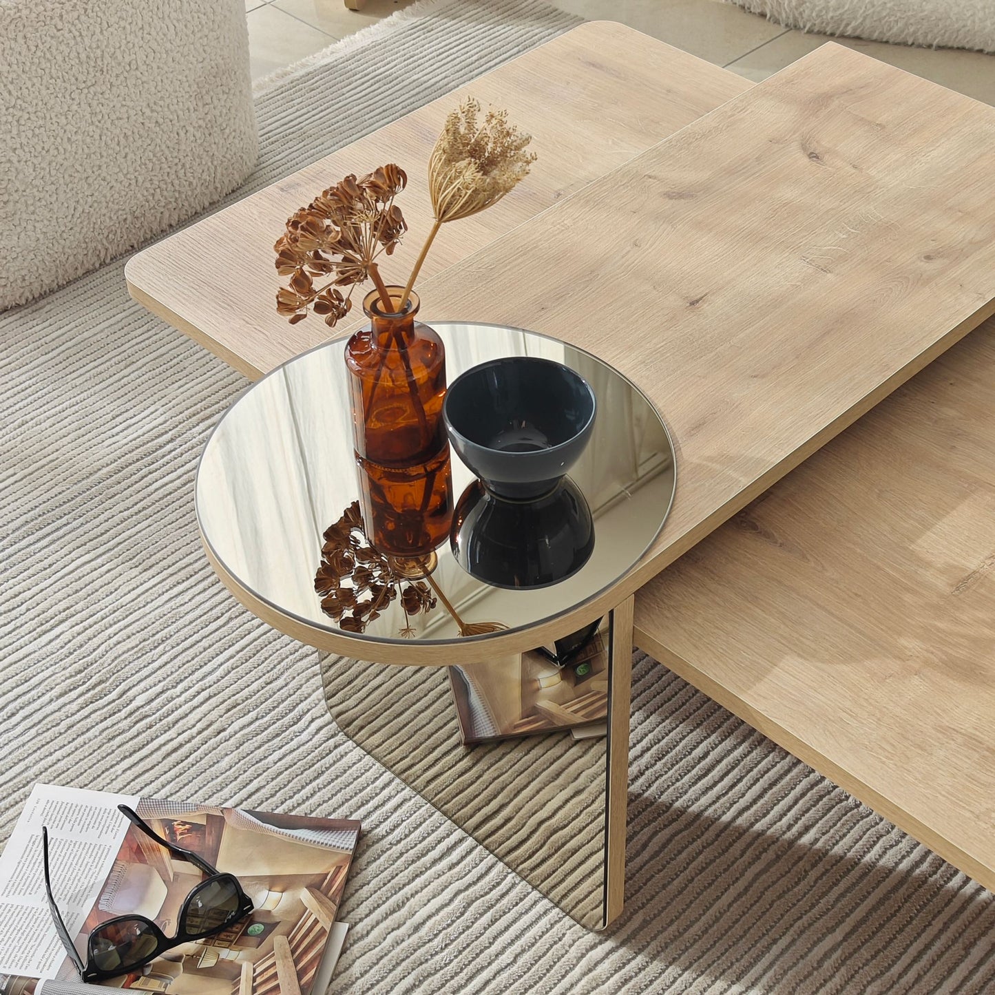 Τραπεζάκι Σαλονιού Set Μπρονζέ - Saphhire Δρυς 105 x 60 x 35 εκ GR552NOS1487
