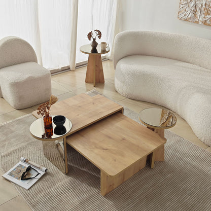Τραπεζάκι Σαλονιού Set Μπρονζέ - Saphhire Δρυς 105 x 60 x 35 εκ GR552NOS1487