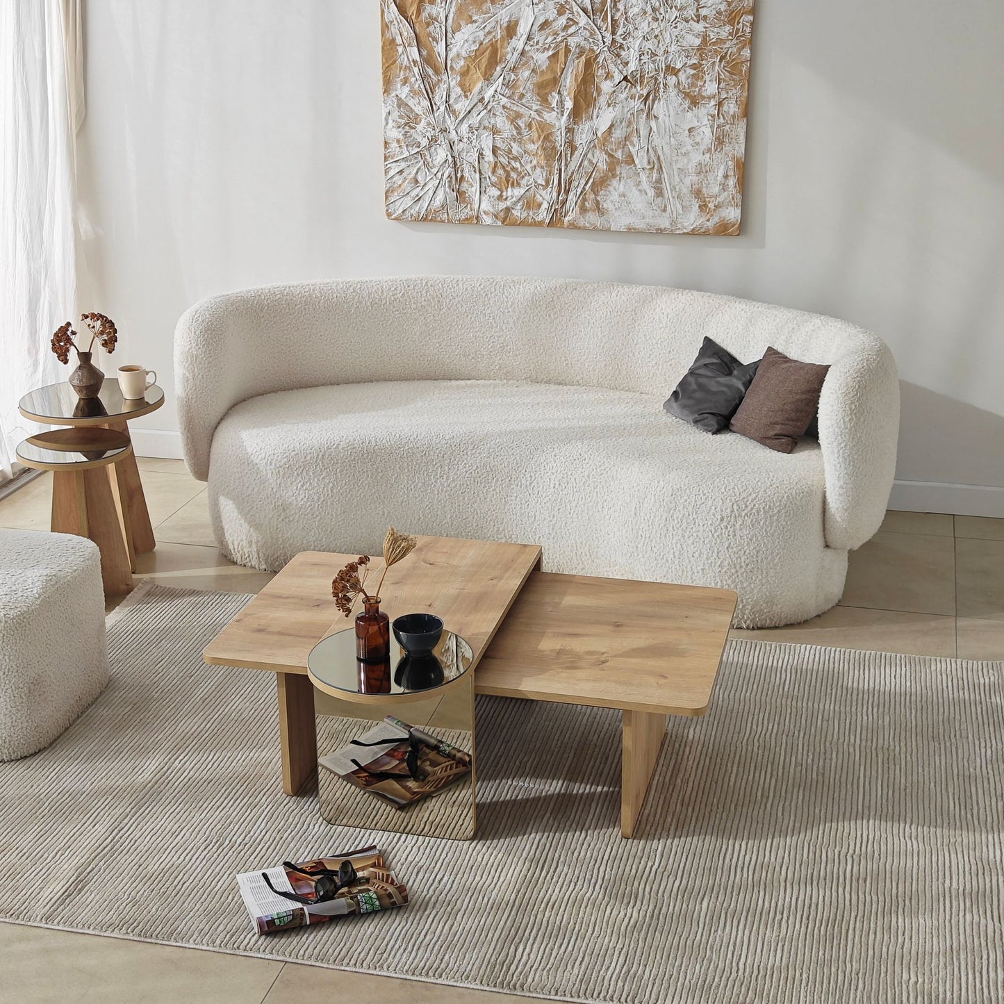 Τραπεζάκι Σαλονιού Set Μπρονζέ - Saphhire Δρυς 105 x 60 x 35 εκ GR552NOS1487