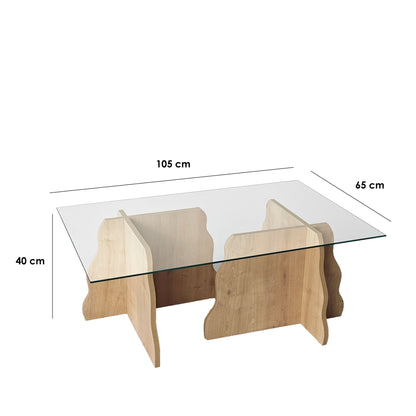 Τραπεζάκι Σαλονιού Δρυς Sapphire - Διάφανο 105 x 65 x 40 εκ GR552NOS1491