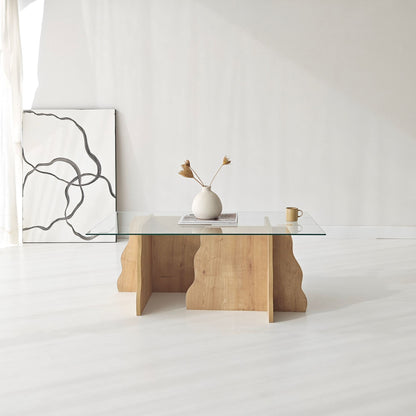 Τραπεζάκι Σαλονιού Δρυς Sapphire - Διάφανο 105 x 65 x 40 εκ GR552NOS1491