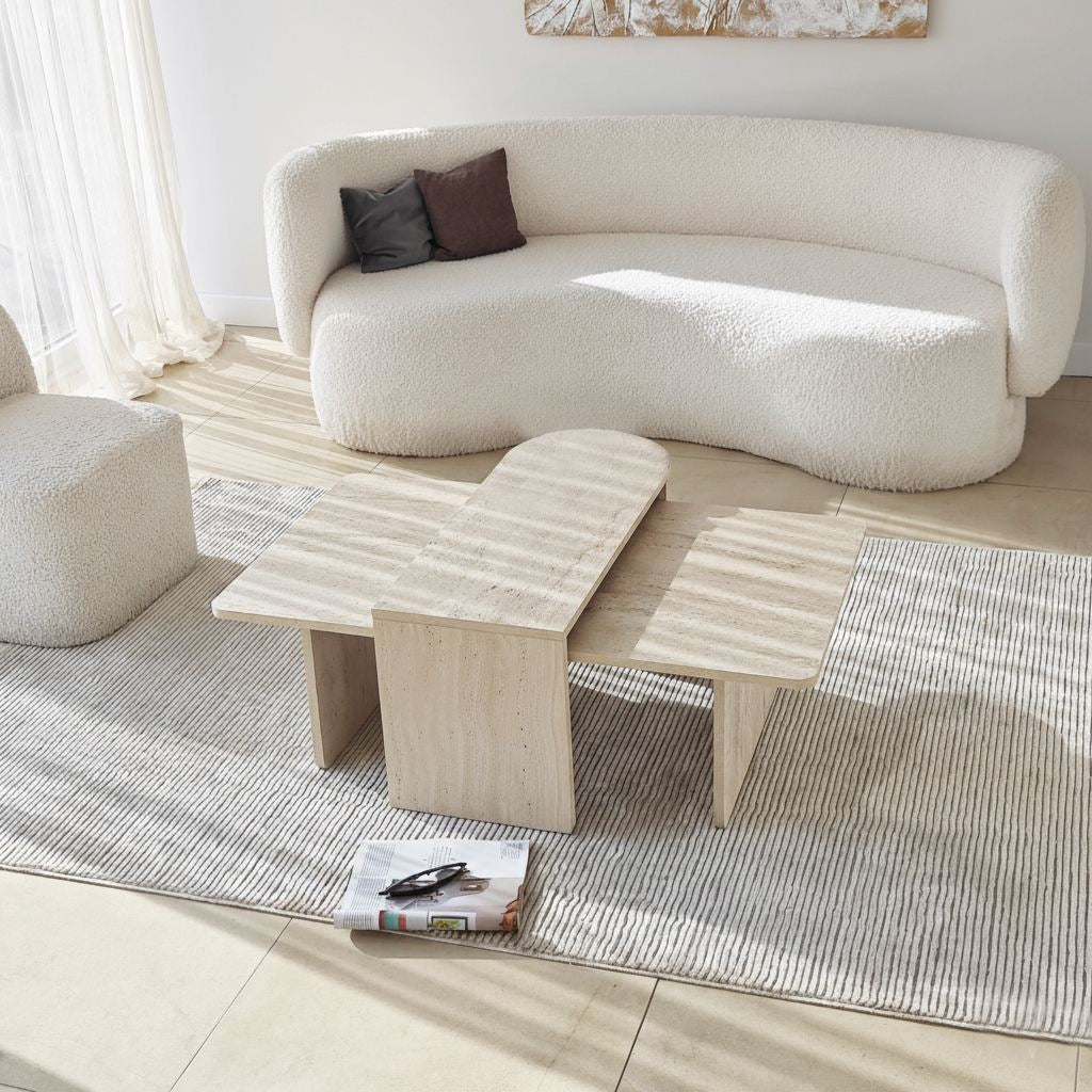 Τραπεζάκι Σαλονιού Set Μπρονζέ - Travertine 82 x 60 x 35 εκ GR552NOS1493