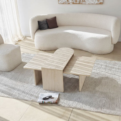 Τραπεζάκι Σαλονιού Set Μπρονζέ - Travertine 82 x 60 x 35 εκ GR552NOS1493