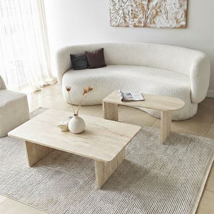 Τραπεζάκι Σαλονιού Set Μπρονζέ - Travertine 82 x 60 x 35 εκ GR552NOS1493
