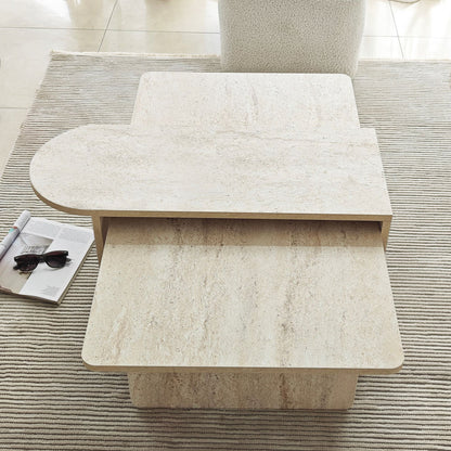 Τραπεζάκι Σαλονιού Set Μπρονζέ - Travertine 82 x 60 x 35 εκ GR552NOS1493