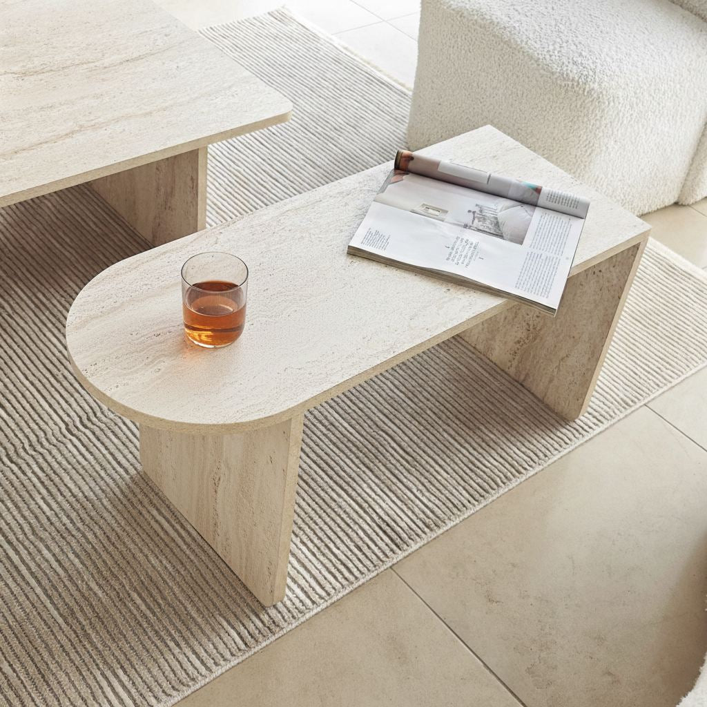 Τραπεζάκι Σαλονιού Set Μπρονζέ - Travertine 82 x 60 x 35 εκ GR552NOS1493