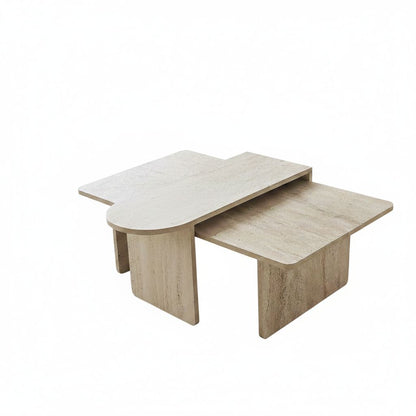 Τραπεζάκι Σαλονιού Set Μπρονζέ - Travertine 82 x 60 x 35 εκ GR552NOS1493