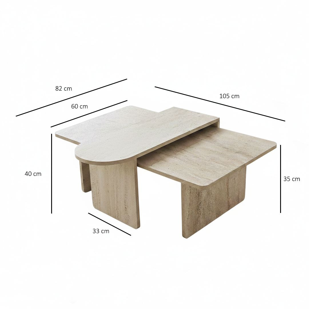 Τραπεζάκι Σαλονιού Set Μπρονζέ - Travertine 82 x 60 x 35 εκ GR552NOS1493