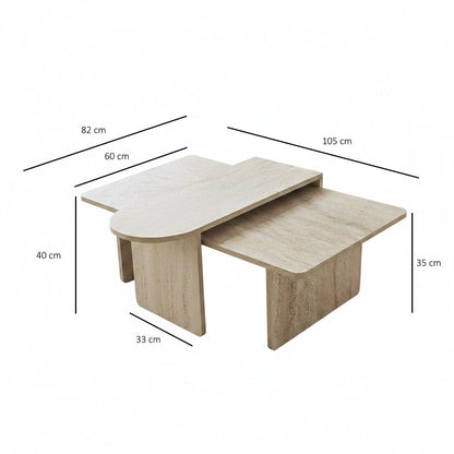 Τραπεζάκι Σαλονιού Set Μπρονζέ - Travertine 82 x 60 x 35 εκ GR552NOS1493