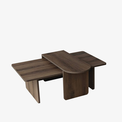 Τραπεζάκι Σαλονιού Set Μπρονζέ - Καρυδί 82 x 60 x 35 εκ GR552NOS1494