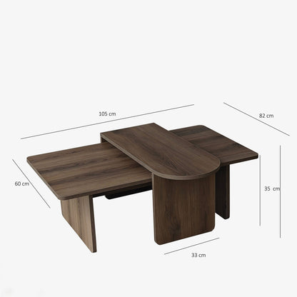 Τραπεζάκι Σαλονιού Set Μπρονζέ - Καρυδί 82 x 60 x 35 εκ GR552NOS1494