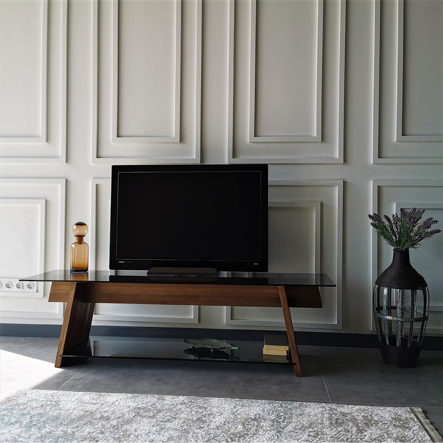 Έπιπλο Τηλεόρασης TV Βάση Σύνθεση Καρυδί Μαύρο | 552NOS1501