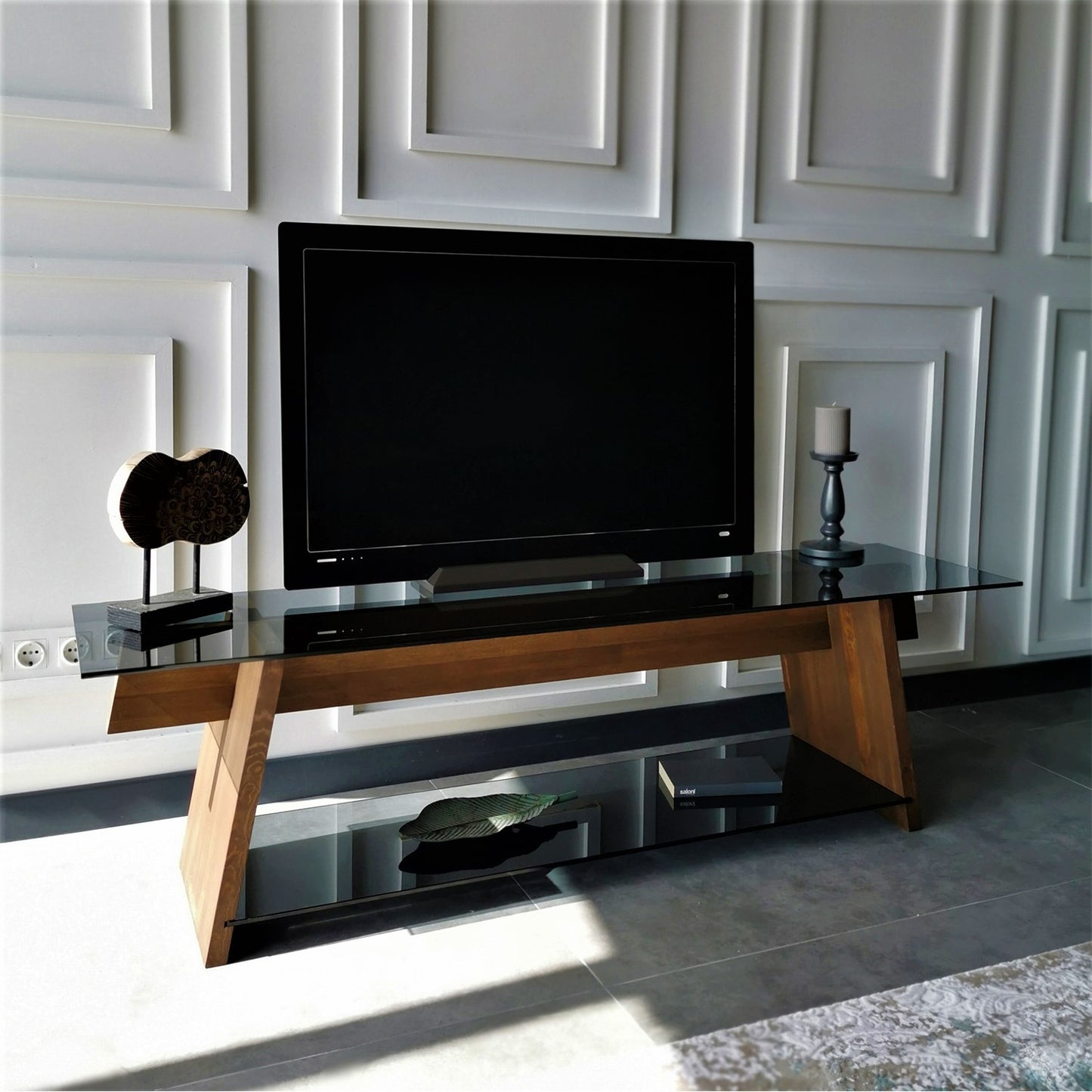 Έπιπλο Τηλεόρασης TV Βάση Σύνθεση Καρυδί Μαύρο | 552NOS1501