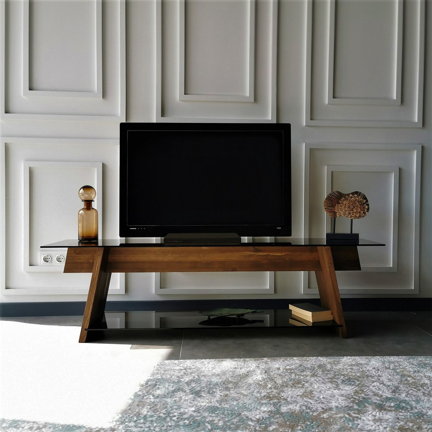 Έπιπλο Τηλεόρασης TV Βάση Σύνθεση Καρυδί Μαύρο | 552NOS1501