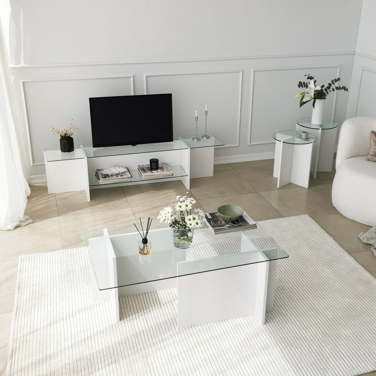 Έπιπλο Τηλεόρασης TV Βάση Σύνθεση Λευκό | 552NOS1601