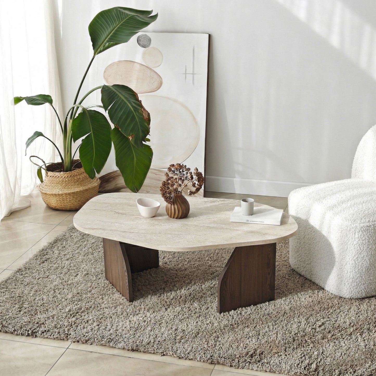 Τραπεζάκι Σαλονιού Travertine - Καρυδί 100 x 60 x 35 εκ GR552NOS1710