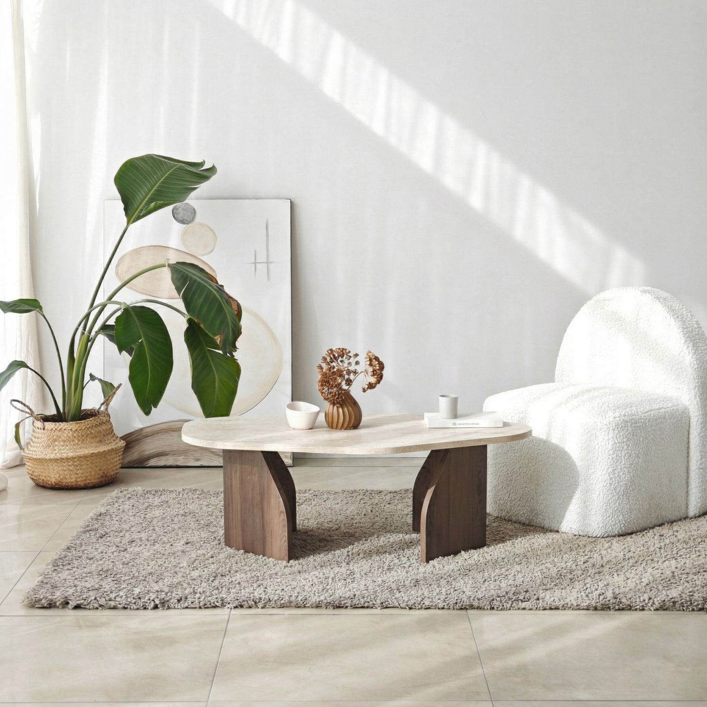 Τραπεζάκι Σαλονιού Travertine - Καρυδί 100 x 60 x 35 εκ GR552NOS1710
