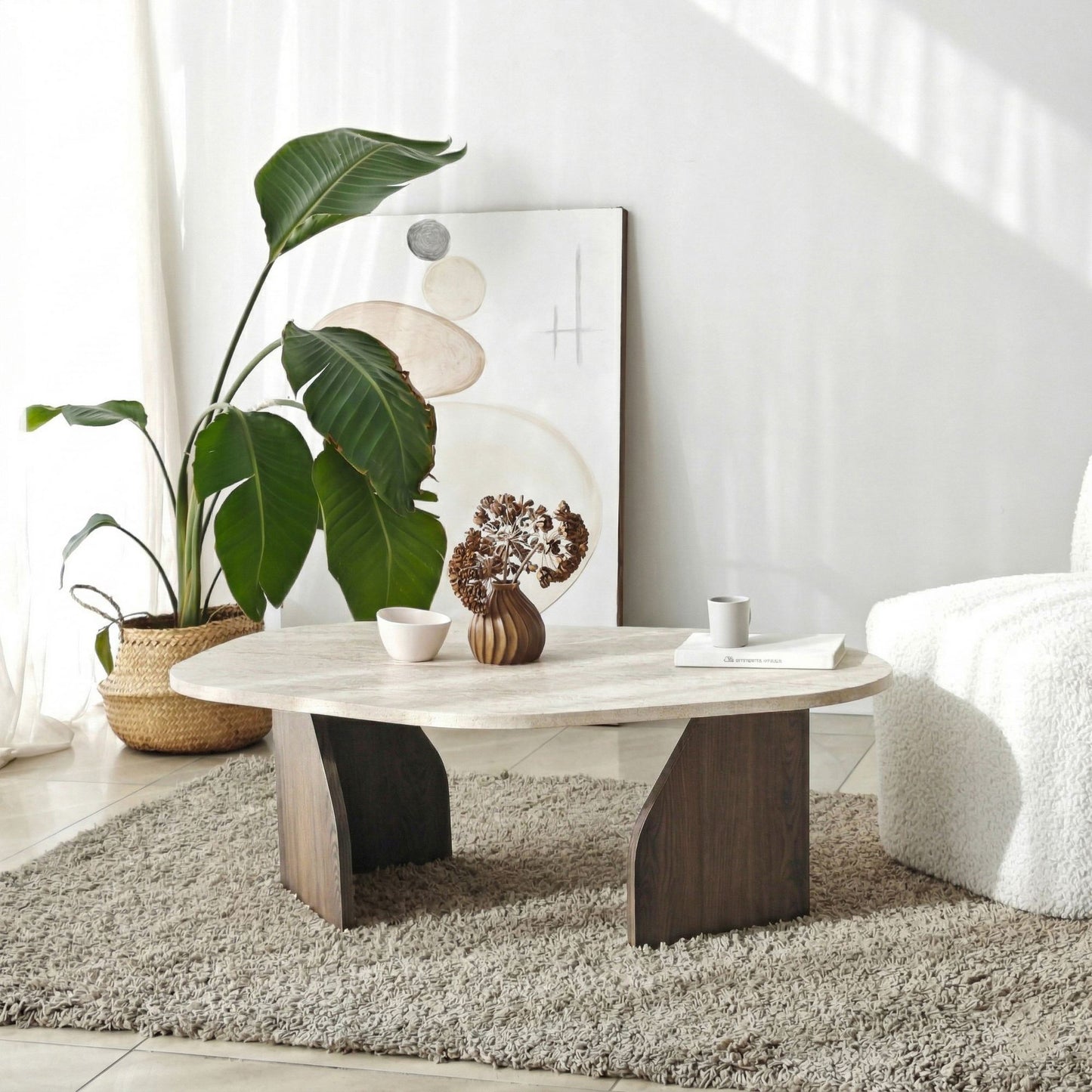 Τραπεζάκι Σαλονιού Travertine - Καρυδί 100 x 60 x 35 εκ GR552NOS1710
