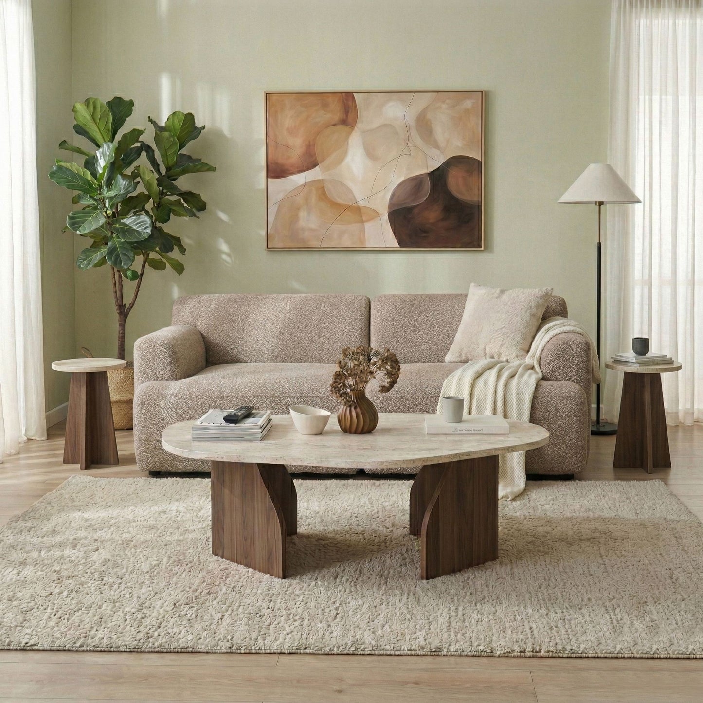 Τραπεζάκι Σαλονιού Travertine - Καρυδί 100 x 60 x 35 εκ GR552NOS1710