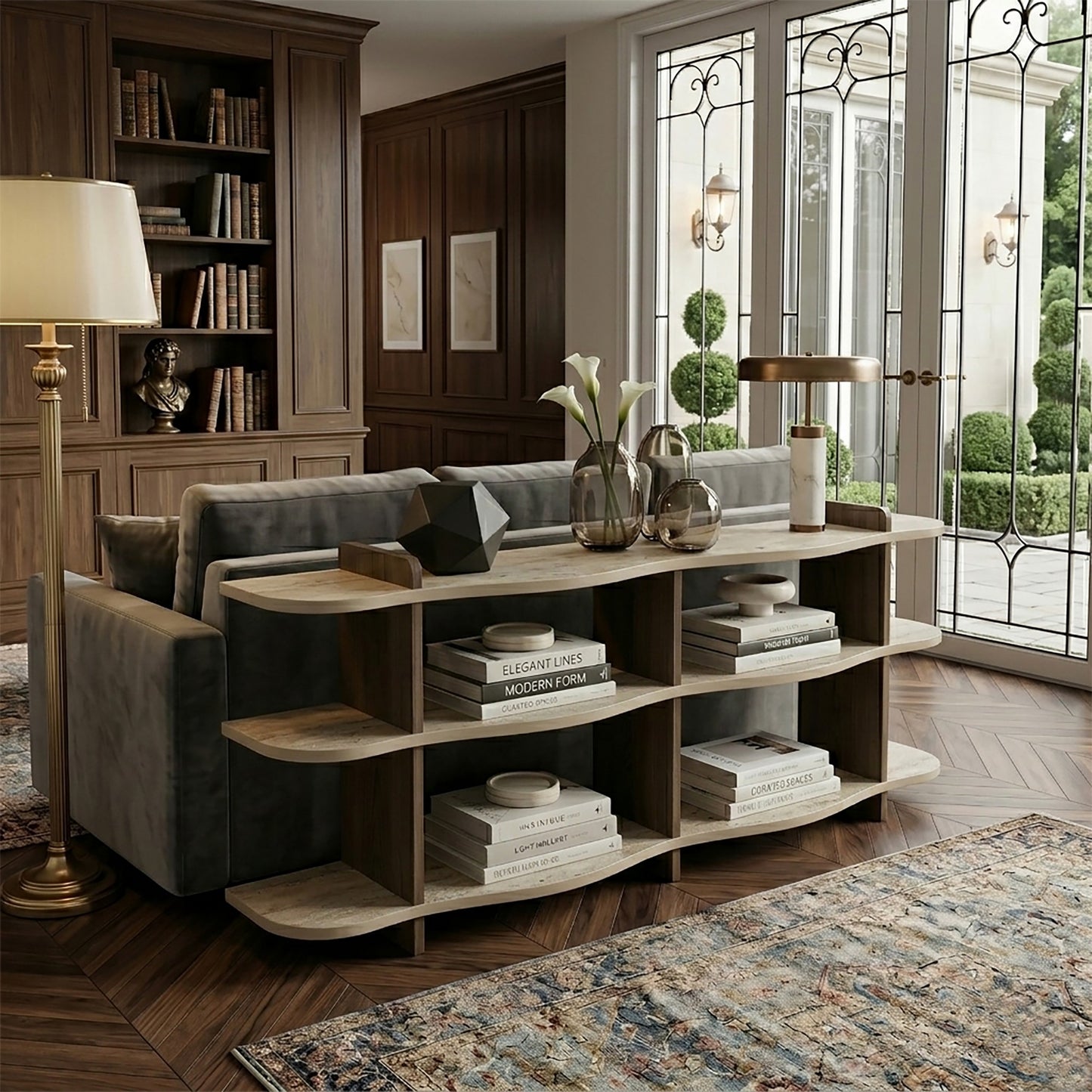 Κονσόλα Μπουφές 170x65x30 εκ Τραβερτίνο / Καρυδί 552NOS1821