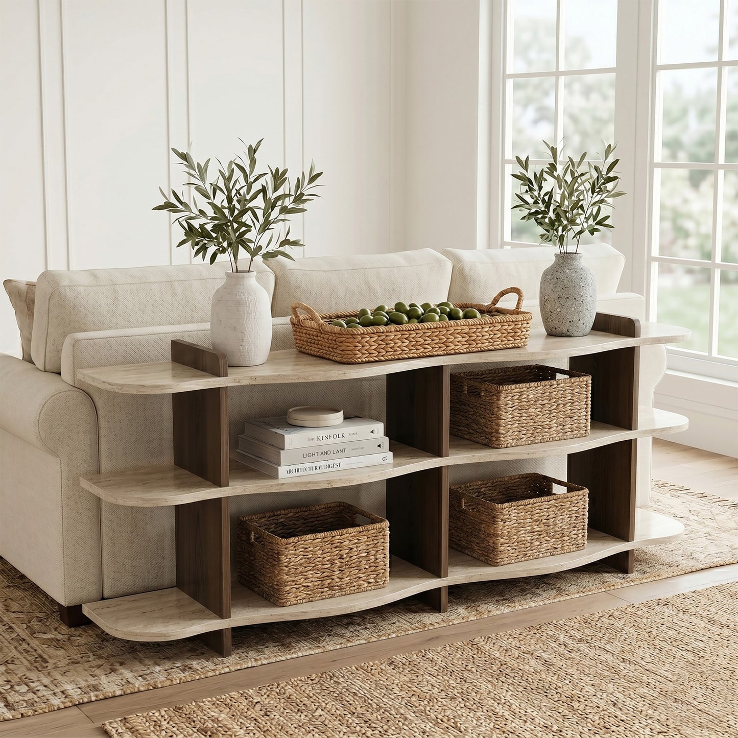 Κονσόλα Μπουφές 170x65x30 εκ Τραβερτίνο / Καρυδί 552NOS1821