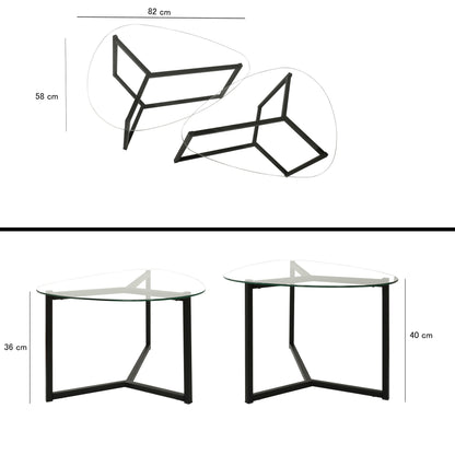 Τραπεζάκι Σαλονιού Set Matte Μαύρο 82 x 58 x 40 εκ GR552NOS2222